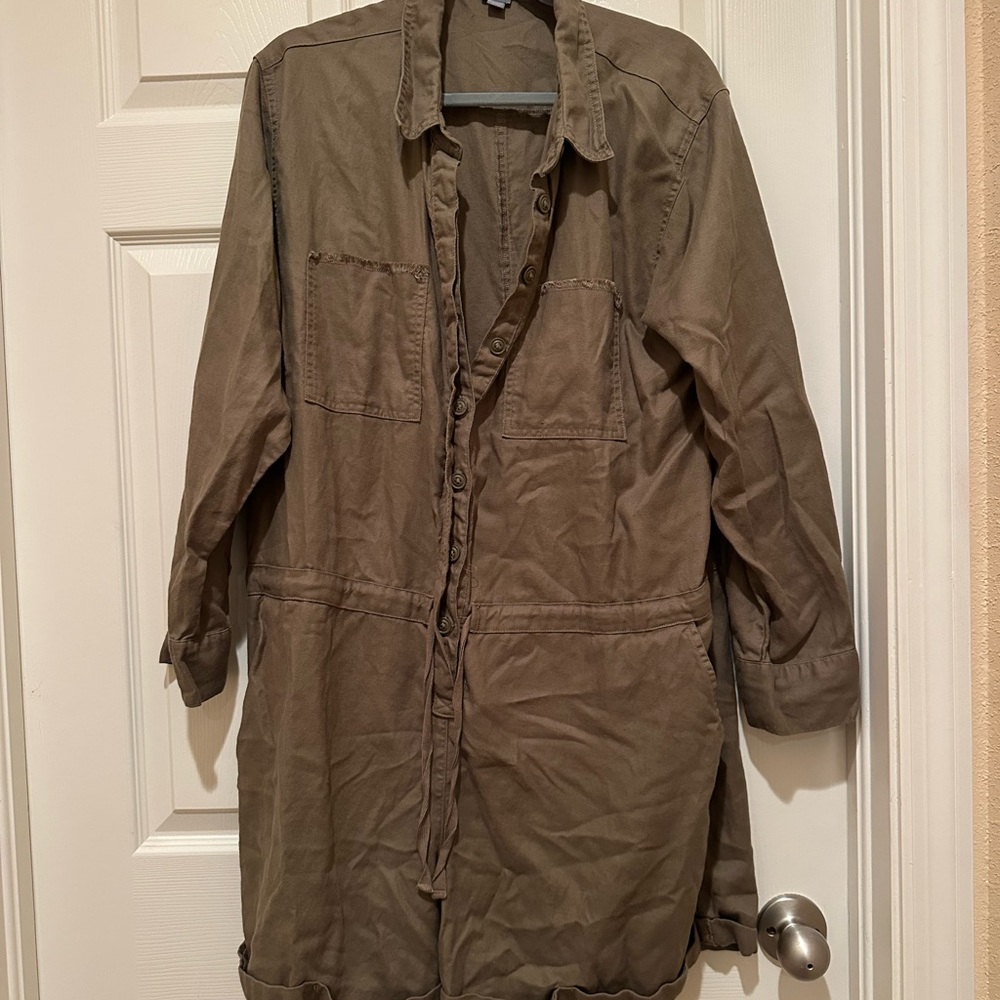 Aerie Olive Green Utility Jacket Romper